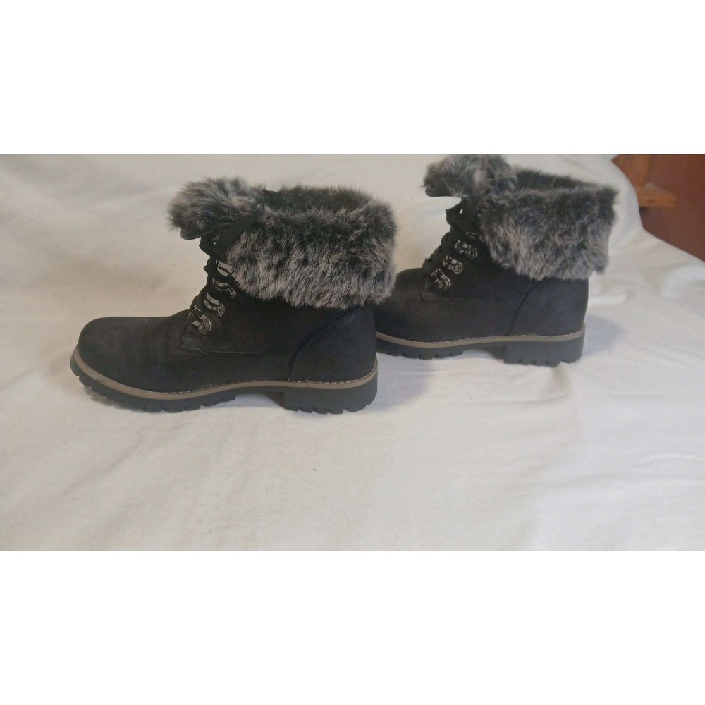 Cliffs White Mountain Paddington Black Faux Fur Lace Up Boots 6.5 C29640MA
